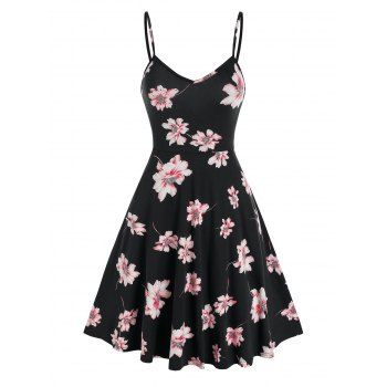 

Floral Print Summer Cami Dress, Black