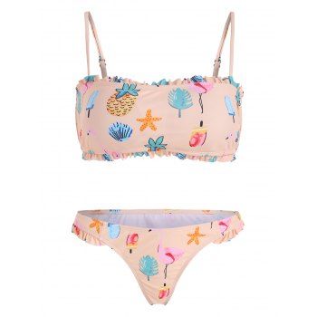 

Flamingo Ruffle Tube Bikini, Light apricot pink