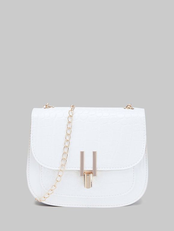 Sac à Bandoulière Chaîne Texturé à Rabat - Blanc 