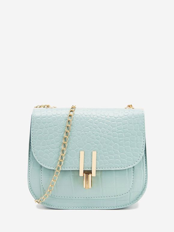 Sac à Bandoulière Chaîne Texturé à Rabat - Bleu Bébé 
