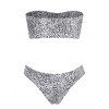 Leopard Print Thong Bandeau Bikini - WHITE S