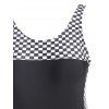 Checkered Open Back One-piece Swimsuit - BLACK L