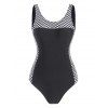 Checkered Open Back One-piece Swimsuit - BLACK L