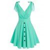 Robe Superposée Plongeante à Epaule Nouée - Vert clair M