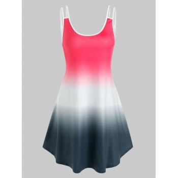 

Ombre Color Sleeveless Tank Dress, Multicolor