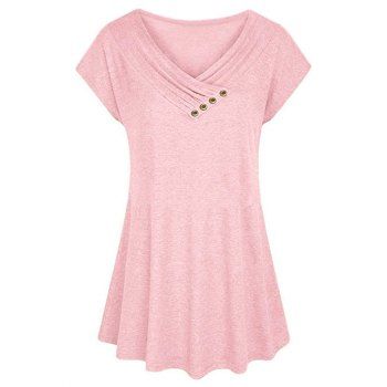 

Plus Size Surplice Ruched Short Sleeve T-shirt, Light pink