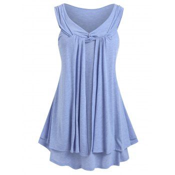 

Plus Size Front Twist Layered Tank Top, Light blue