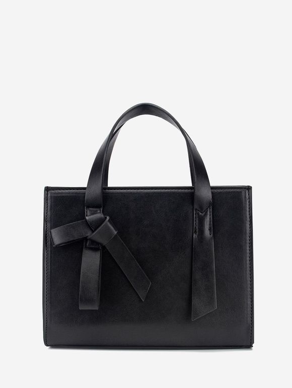 Sac à Bandoulière Embelli de Nœud en Couleur Unie - Noir 