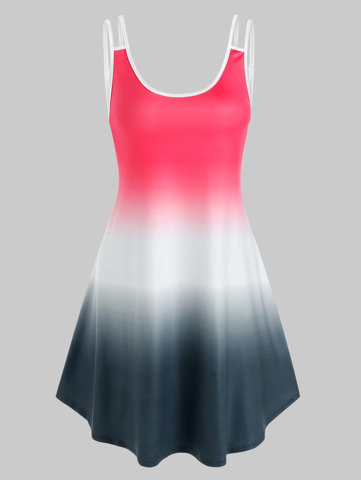 Ombre Color Sleeveless Tank Dress - multicolor L