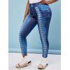 Legging Imprimé 3D à Taille Haute de Grande Taille en Treillis - Bleu 3X
