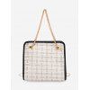 Sac à Main Carré à Carreaux avec Chaîne en Tweed - Blanc 