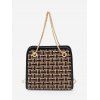 Sac à Main Carré à Carreaux avec Chaîne en Tweed - Noir 