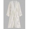 Embroidered Sheer Kimono Cover Up - APRICOT ONE SIZE