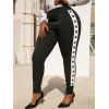 Pantalon Moulant Contrasté de Grande Taille à Œillet - Noir 1X