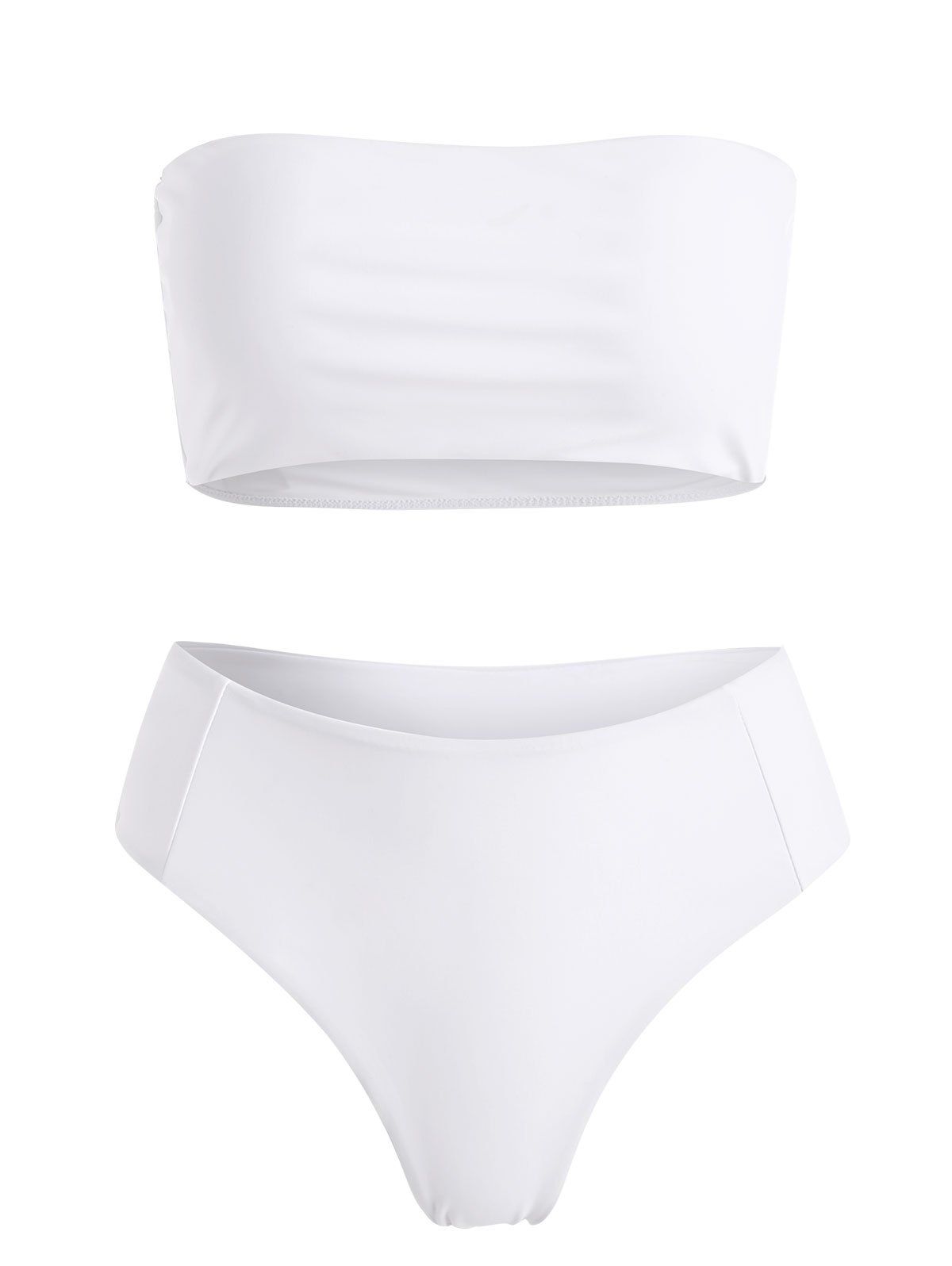 Bandeau Collar High Cut Bikini Set - WHITE L