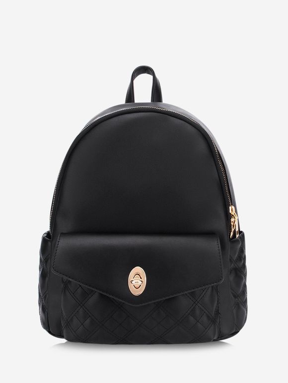 Sac à Dos Matelassé Bouclé Solide à Bretelle - Noir 
