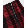 Plus Size Double Zip Plaid Wool Blend Skirt - RED XL