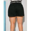 Plus Size Flap Pocket Cuffed Hem Denim Shorts - BLACK L