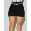 Plus Size Flap Pocket Cuffed Hem Denim Shorts - BLACK L