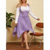 Robe Marin Mouchoir à Epaule Ouverte avec Bouton de Grande Taille - Pourpre Moyen 5X
