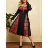 Robe Grande Taille à Carreaux à Manches Longues - Noir 5X
