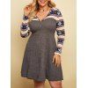 Robe Linge A en Tricot à Capuche Flocon de Neige Zippé de Grande Taille - Cendre gris 5X