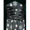 Robe de Noël Fleurie Flocon de Neige à Manches de Cloche de Grande Taille à Lacets en Velours - Vert profond L