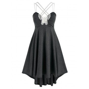 

Plus Size High Low Lace Butterfly Night Dress, Dark gray