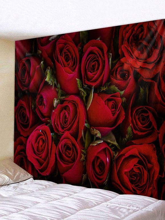 Tapisserie Murale à Imprimé 3D Rose Fleur  - Brique Réfractaire W91 X L71 INCH