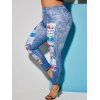 Legging à Imprimé 3D Coloré Panneau à Carreaux de Grande Taille - Bleu 4X