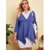 Crochet Lace Panel Heathered Plus Size Top - BLUE 5X