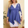 Haut Chiné Panneau en Dentelle Au Crochet de Grande Taille - Bleu 1X