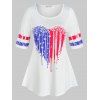 T-shirt Motif de Cœur à Imprimé Drapeau Américain de Grande Taille - Blanc L