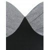 Two Tone Mini Dress Sweetheart Neck Flare Dress Ruched Bust Sleeveless A Line Dress - GRAY XXXL