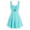 Mini Robe d'Eté Drapée Croisée Détaillée sans Manches en Ligne A à Taille Haute en Couleur Unie - Vert clair 2XL