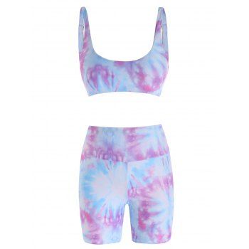 

Tie Dye High Waisted Boyshorts Bikini Swimwear, Light blue