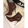 Bottes à Talons Hauts à Boucle et Bout Pointu - café EU 38