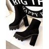 Bottines Plateforme en Daim et à Talons Plats - Noir Naturel EU 39