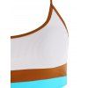 Ribbed Color Blocking Binding High Waisted Tankini Swimwear - WHITE XL