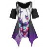 T-shirt Mouchoir à Imprimé Papillon à Epaule Dénudée de Grande Taille - Pourpre 4X