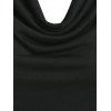 Cowl Neck Draped Solid Ruched Cinched Tank Top - BLACK M