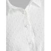 Swiss Dot Chiffon A Line Mini Dress Half Button See Thru Long Sleeve Dress - WHITE XL