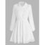 Mini Robe en Mousseline Transparente Demi-bouton à Manches Longues à Pois en Ligne A - Blanc XL