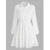 Long Sleeve Swiss Dot Chiffon Dress - WHITE XXL