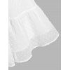 Swiss Dot Chiffon A Line Mini Dress Half Button See Thru Long Sleeve Dress - WHITE XL