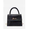 Sac à Main Motif de Lettre à Rabat avec Chaîne - Noir 