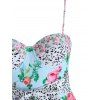 Dalmatian Flower Moulded Corset Style Belted One-piece Swimsuit - multicolor L