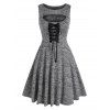 Robe Teintée Découpée à Lacets - Gris Foncé XXL