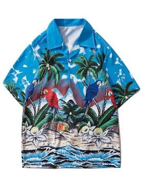 Palm Tree Parrot Beach Scenery Shirt