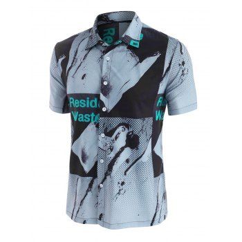 

Polka Dots Patchwork Residual Waste Shirt, Gray